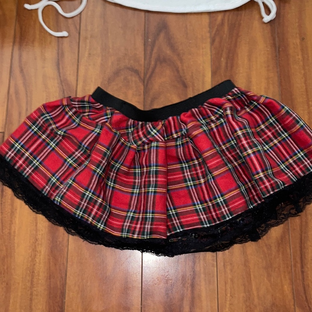 Small red plaid skirt